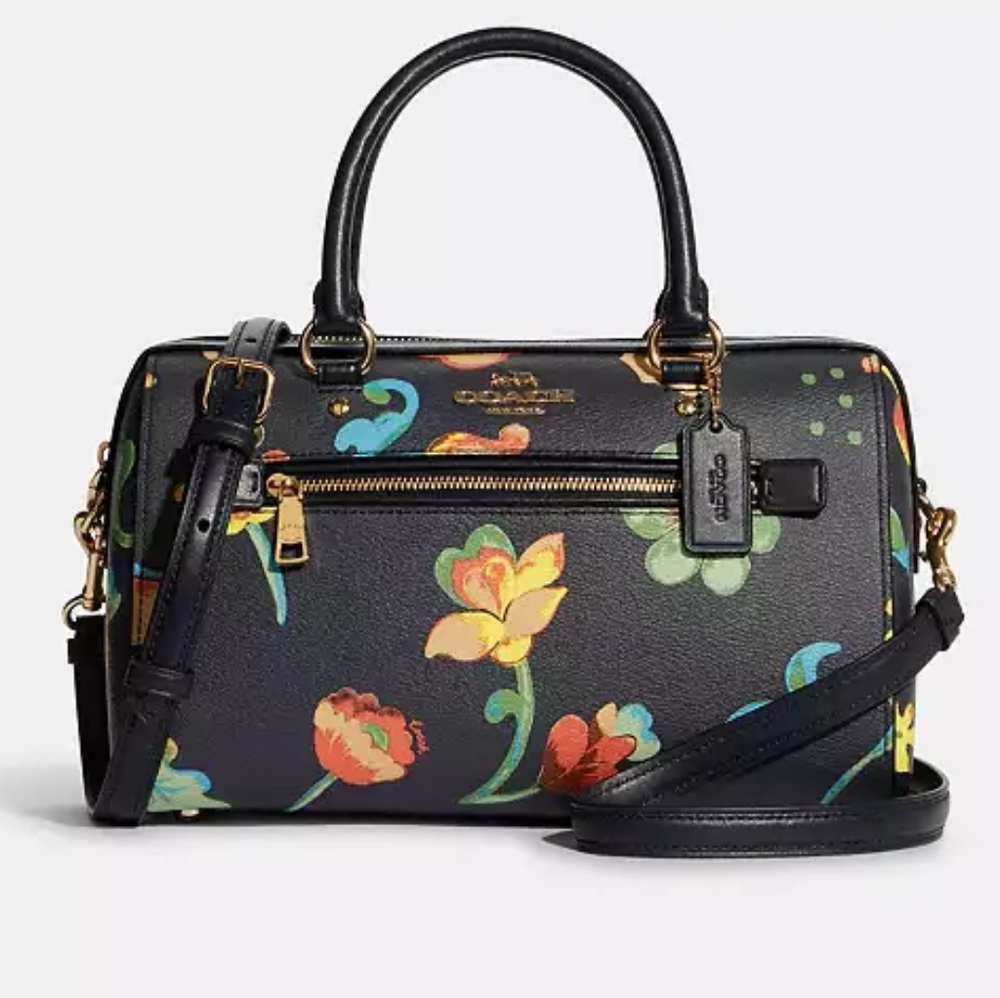 Coach Rowan Satchel Crossbody Bag with Dreamy Land Floral Print